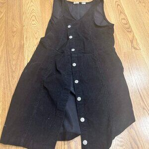 Levi's Tuli Corduroy Button Front Mini Dress Sz L Black Pockets